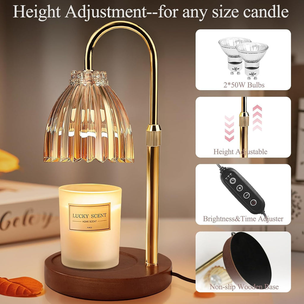 YudouTech Candle Warmer Lamp, Adjustable Height Electric Candle Warmer Lamp with Timer and Dimmer Stylish Design for New Home Office Modern Décor Gifts