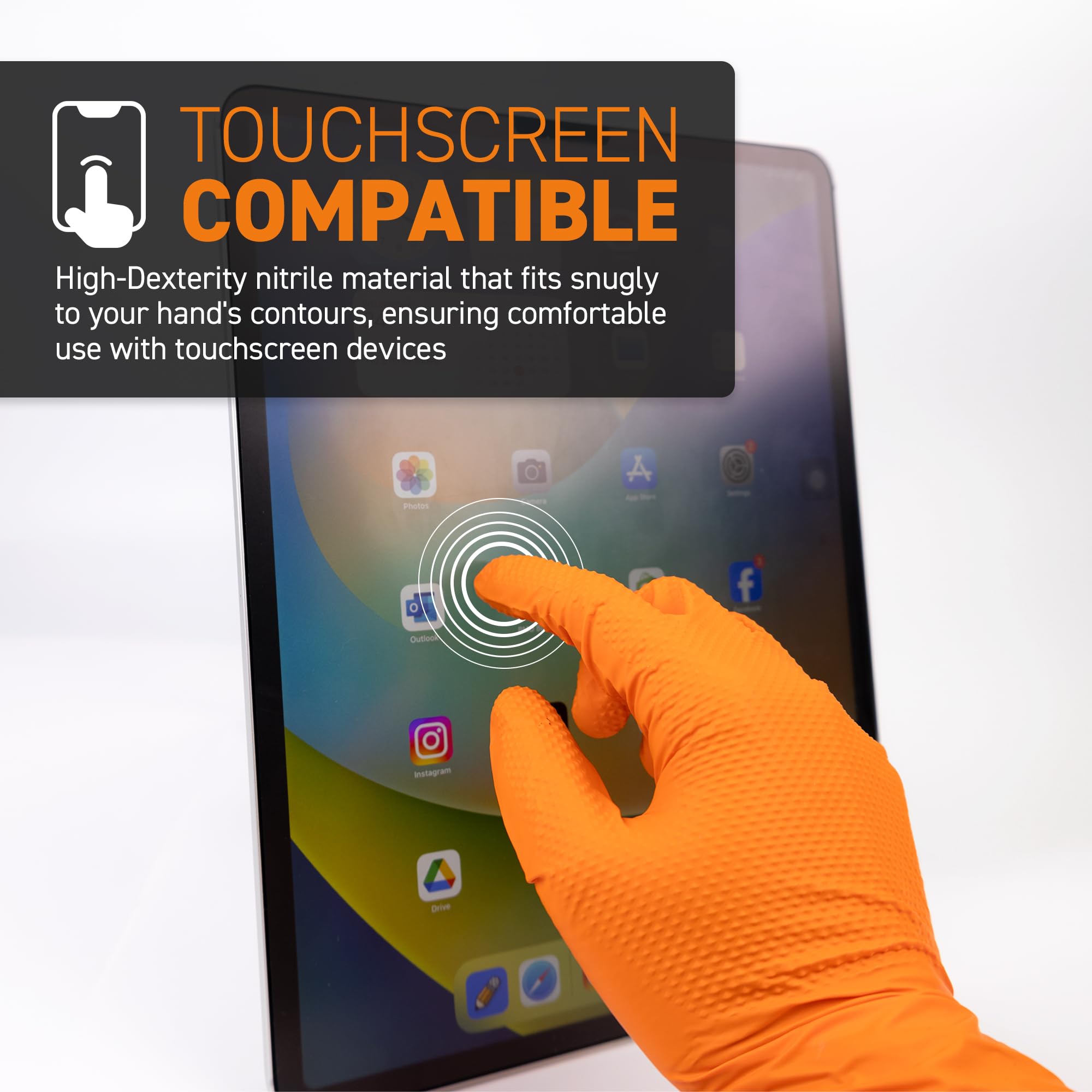 72HRS Industrial Grade Nitrile Gloves - Mechanic Gloves, 8 Mil Nitrile Gloves, Nitrile Gloves, Auto Mechanic Gloves, Rubber Mechanic Gloves, Disposable Gloves, Orange Shop Gloves (100 Pieces, Large)