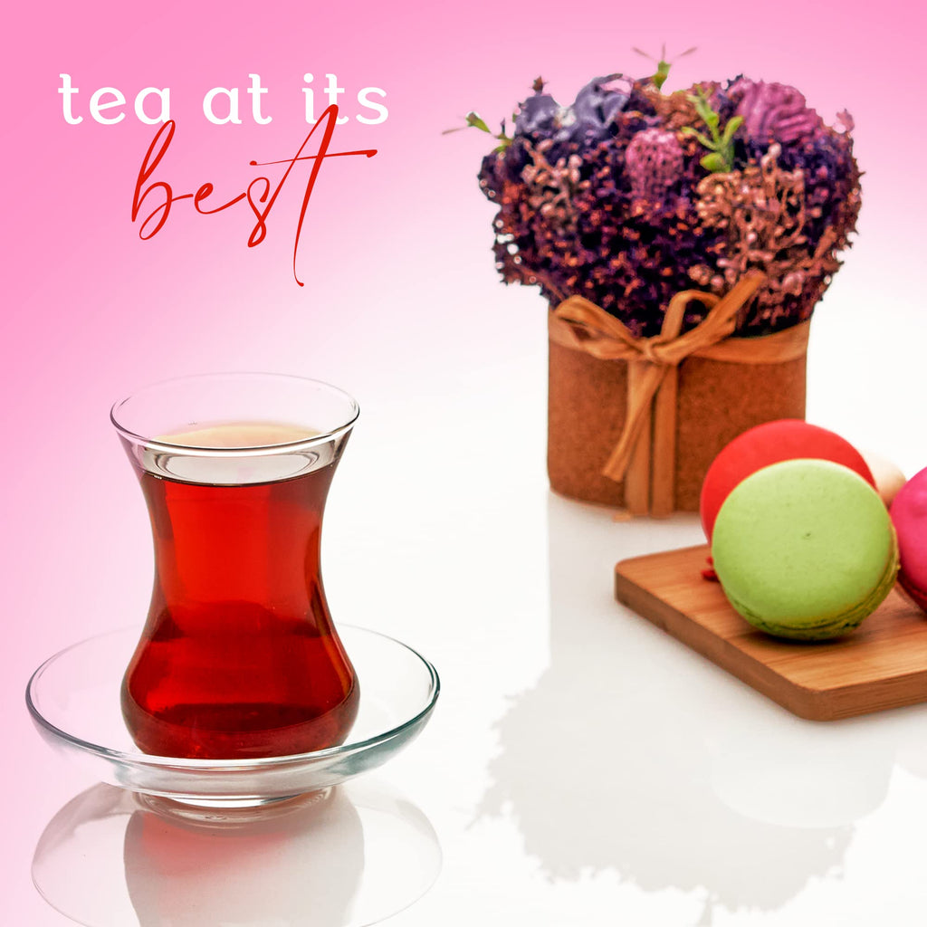 The Buybox Turkish Tea Glasses And Saucers Set (12 Pieces), Arabic Persian Tea Cups (4oz/120ml)