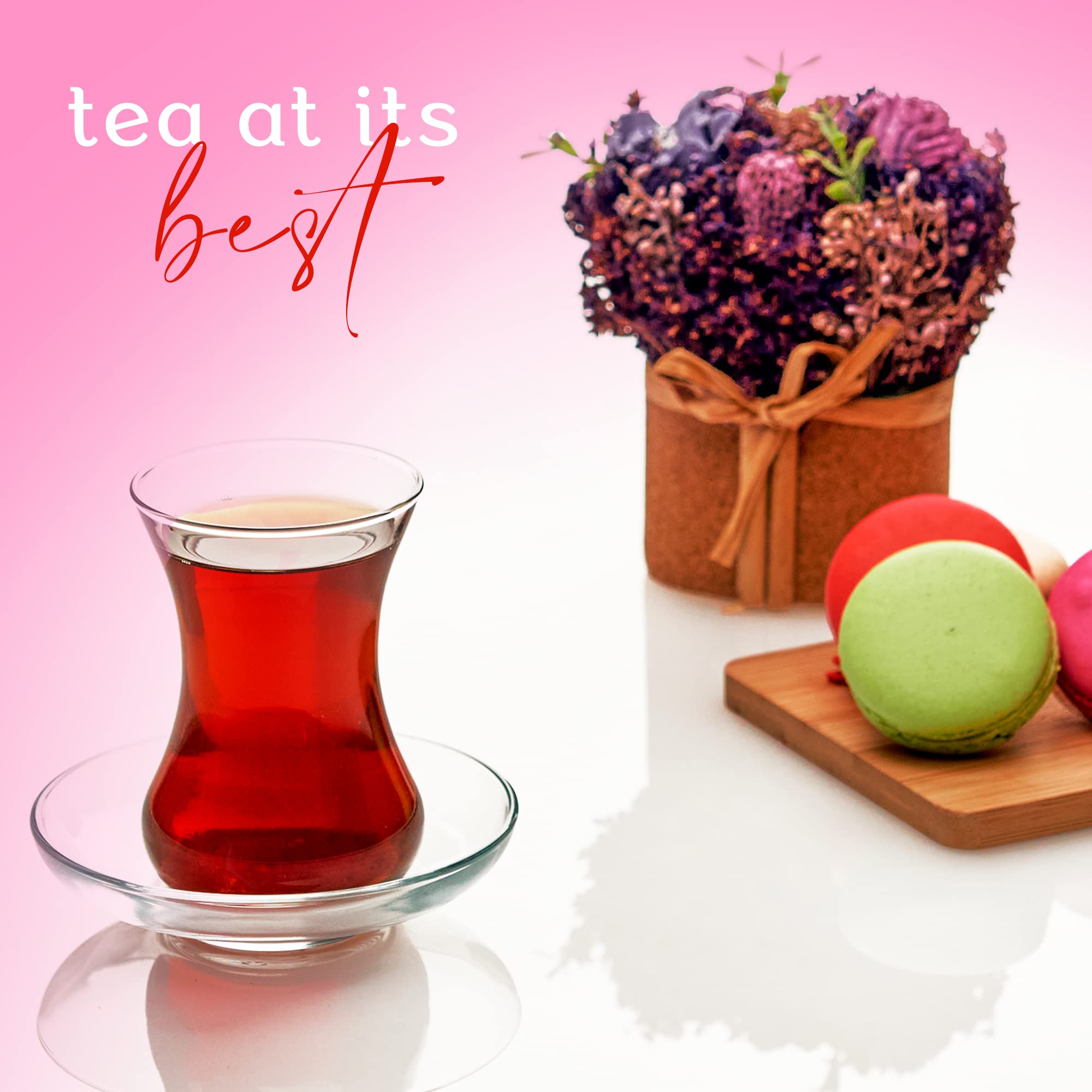 The Buybox Turkish Tea Glasses And Saucers Set (12 Pieces), Arabic Persian Tea Cups (4oz/120ml)
