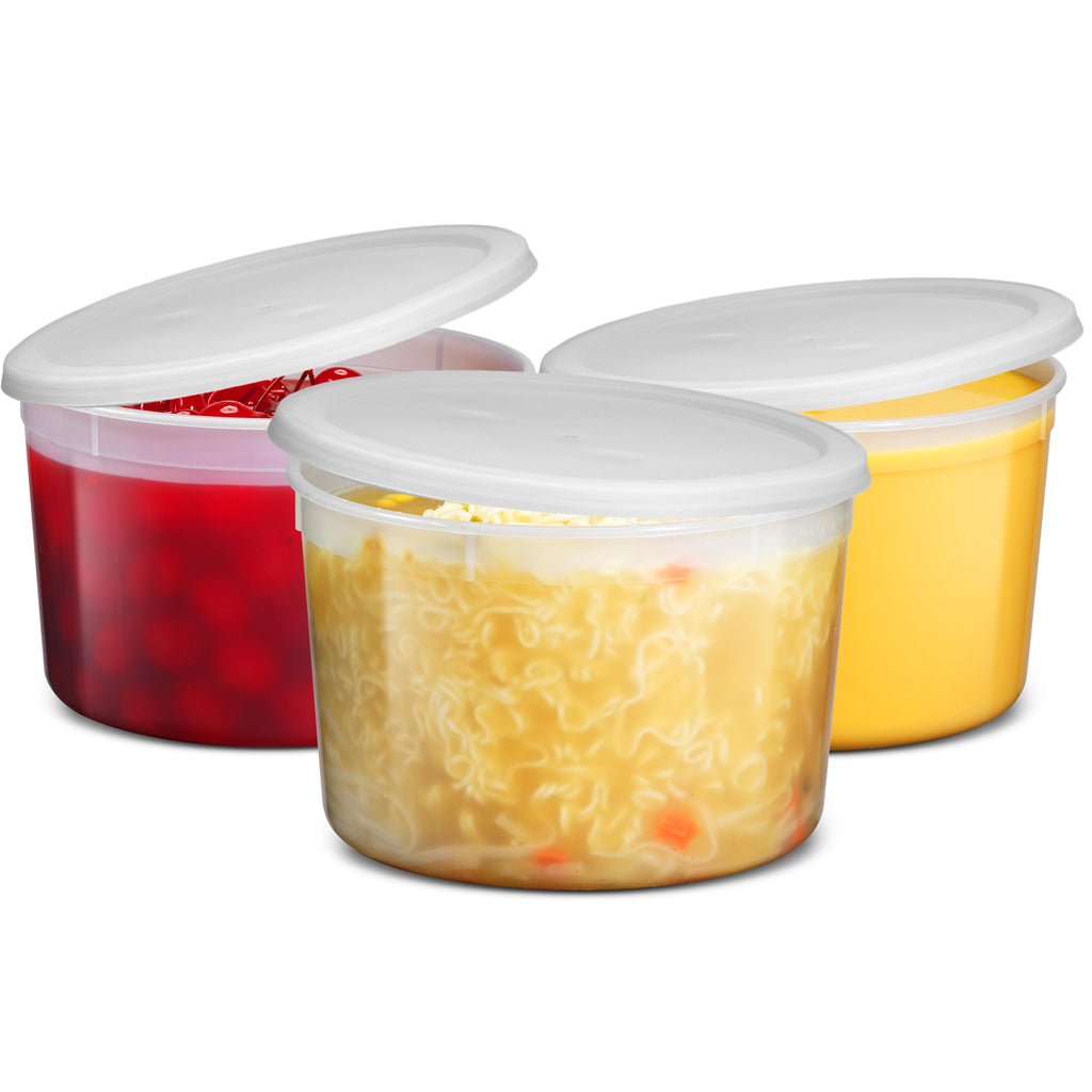 64 oz Food Storage Containers with Lids Pack of 6, Half Gallon Round Plastic Deli Container with Leak-Proof Lid, BPA-Free, Freezer, Dishwasher & Microwave Safe