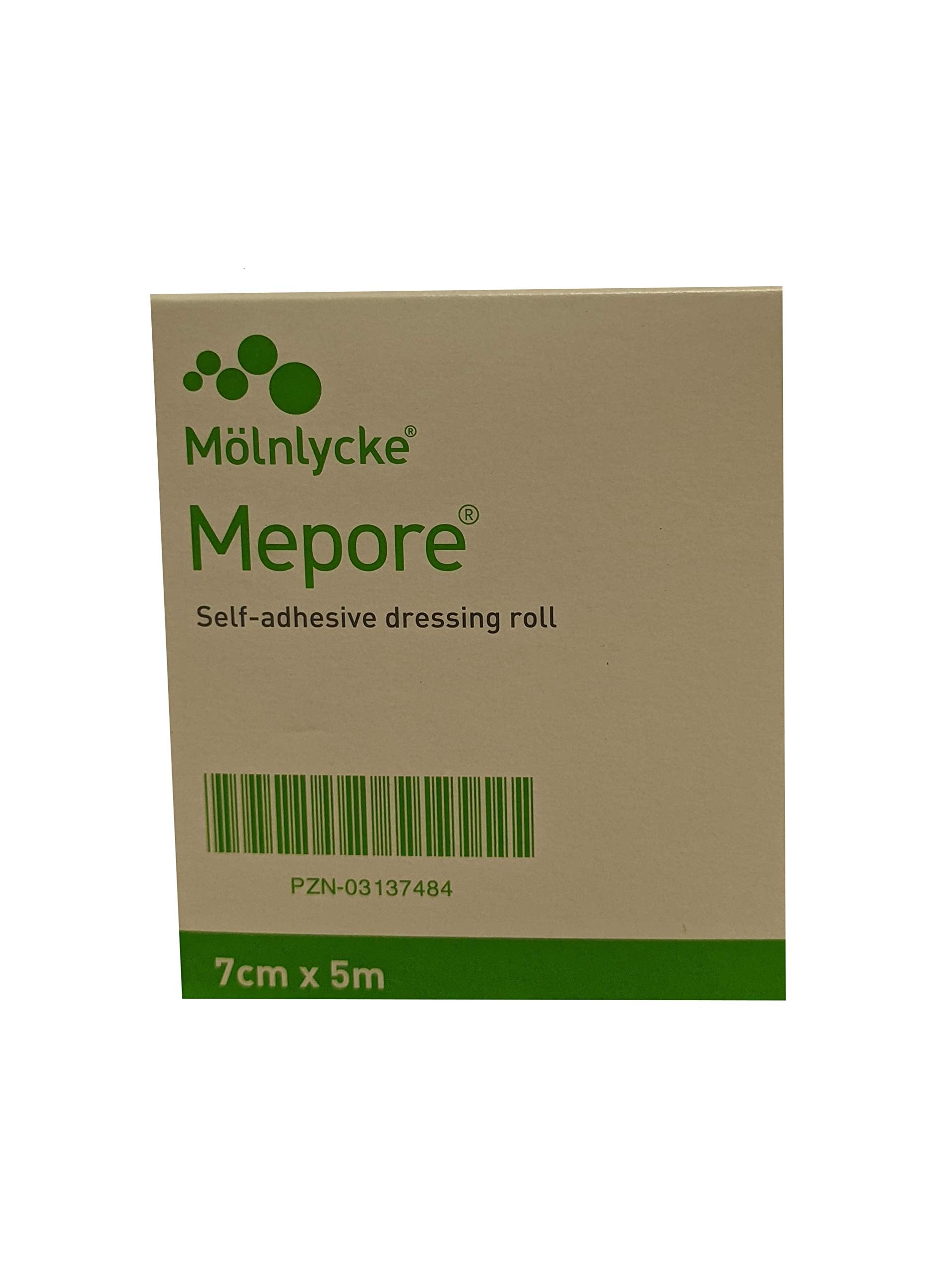 Molnlycke EA/1 MEPORE ADHERENT DRESSING, SIZE 7CM X 5M (NON-STERILE)