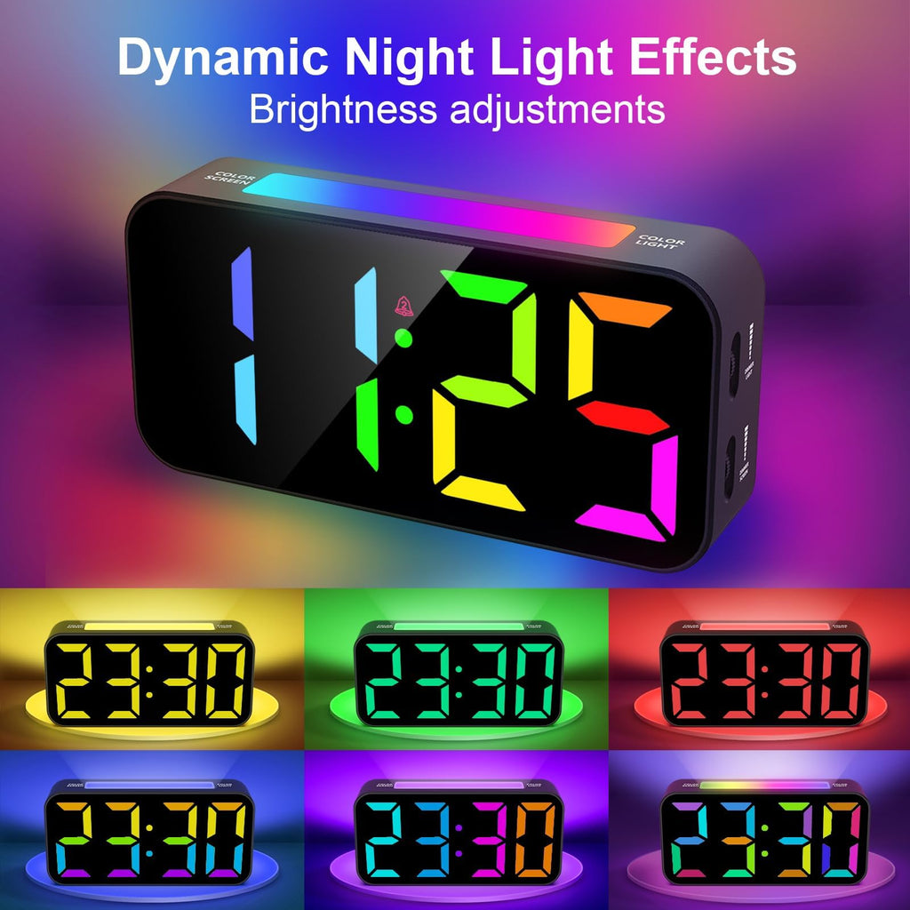 Topski Loud Alarm Clocks for Bedrooms Heavy Sleepers, Digital Clock with Night Light, Large Display, Dual Alarm, Snooze, Dimmable Bedside Alarm Clock for Kids Teens Boys Girls