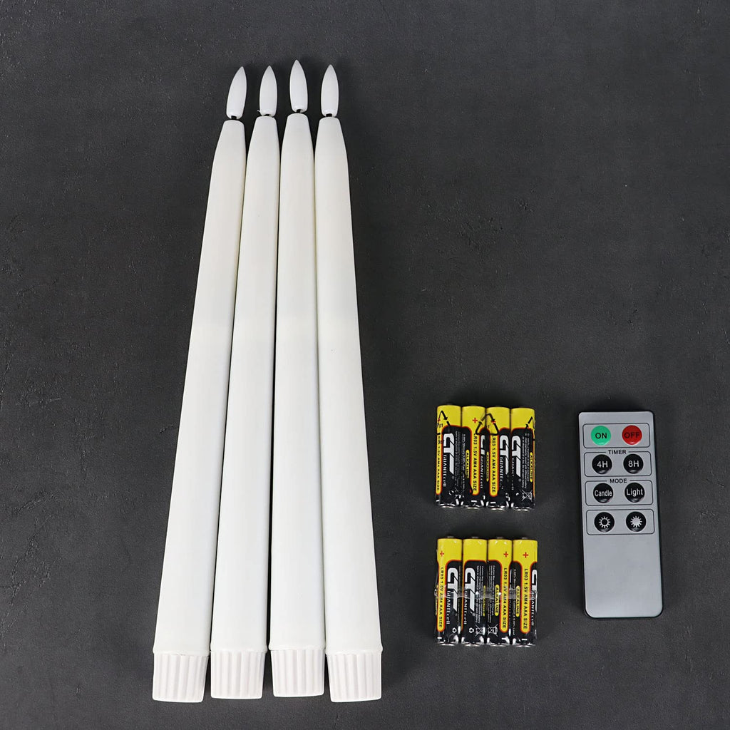 Fanna Flameless Taper Candles with Timer, Battery Operated Led Candles Real Wax Finished, Remote and Batteries Included - H 11’’ Set of 4 (White)