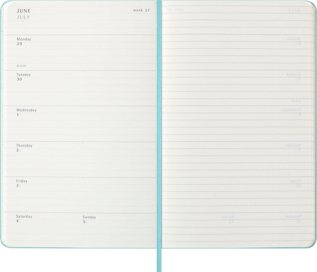 Moleskine Classic 12 Month 2026 Weekly Planner, Hard Cover, Large (5" x 8.25"), Aquamarine, 144 pages