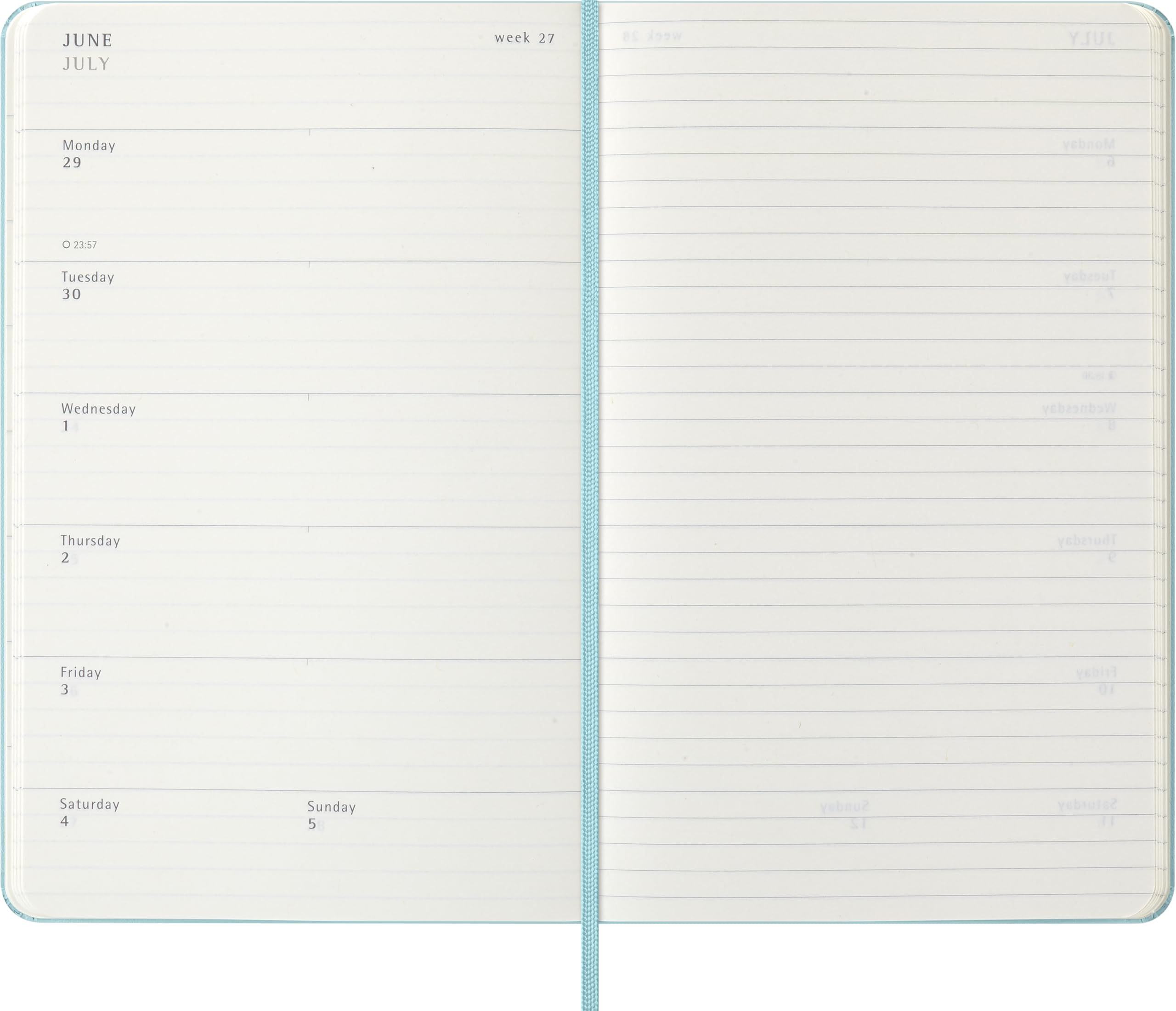 Moleskine Classic 12 Month 2026 Weekly Planner, Hard Cover, Large (5" x 8.25"), Aquamarine, 144 pages