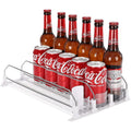 Drink Organizer for Fridge Self-Pushing Can Organizer Width Adjustable, Fits 12oz 16oz 20oz Drinks, Holds up to 15 Cans (3 Rows White)