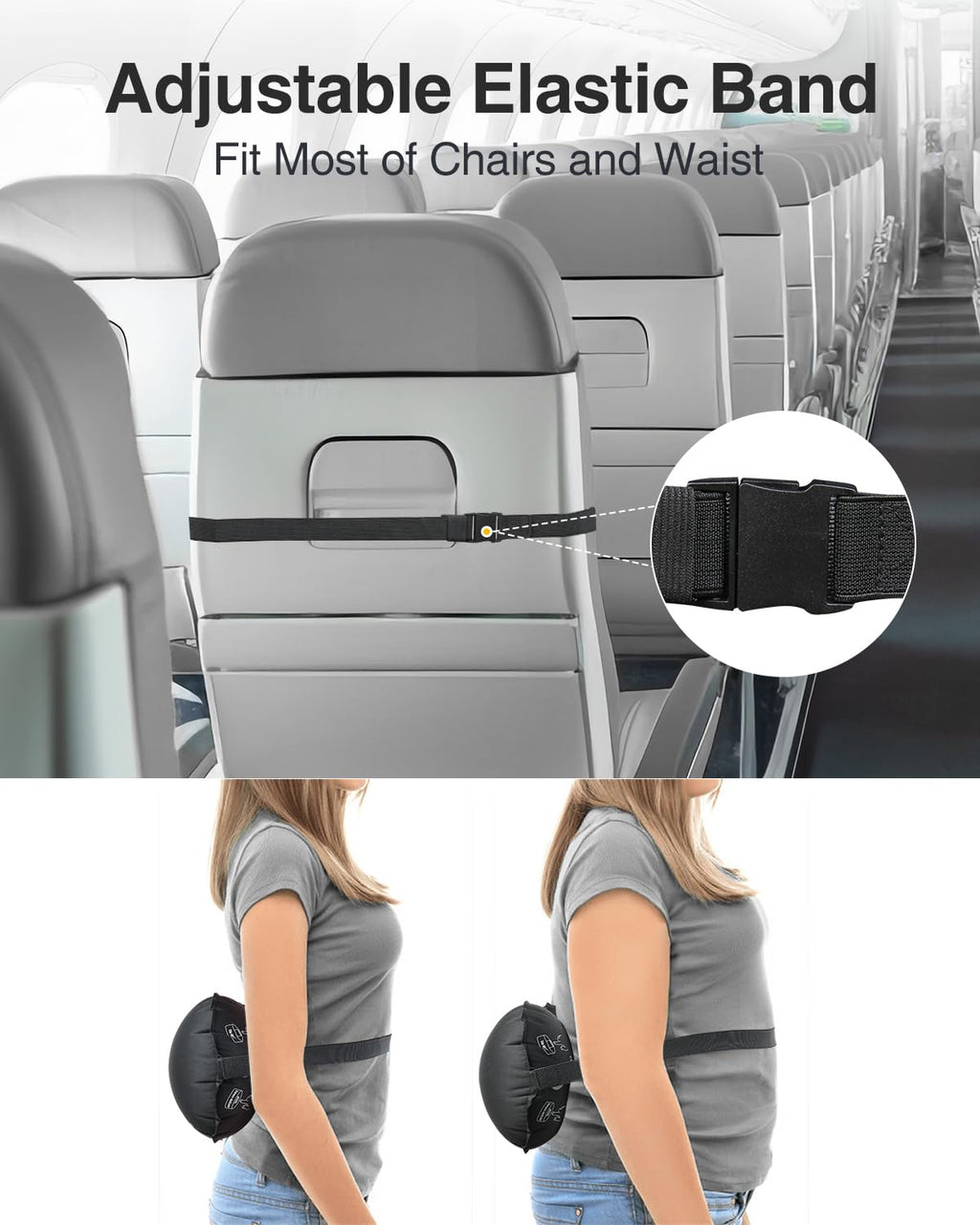 Luxtude Inflatable Lumbar Pillow for Airplane Travel, Lumbar Support Pillow for Office Chair/Car, Self-Inflating Travel Lumbar Pillow Back Support, Lower Back Pillow Reducing Lumbar Pain