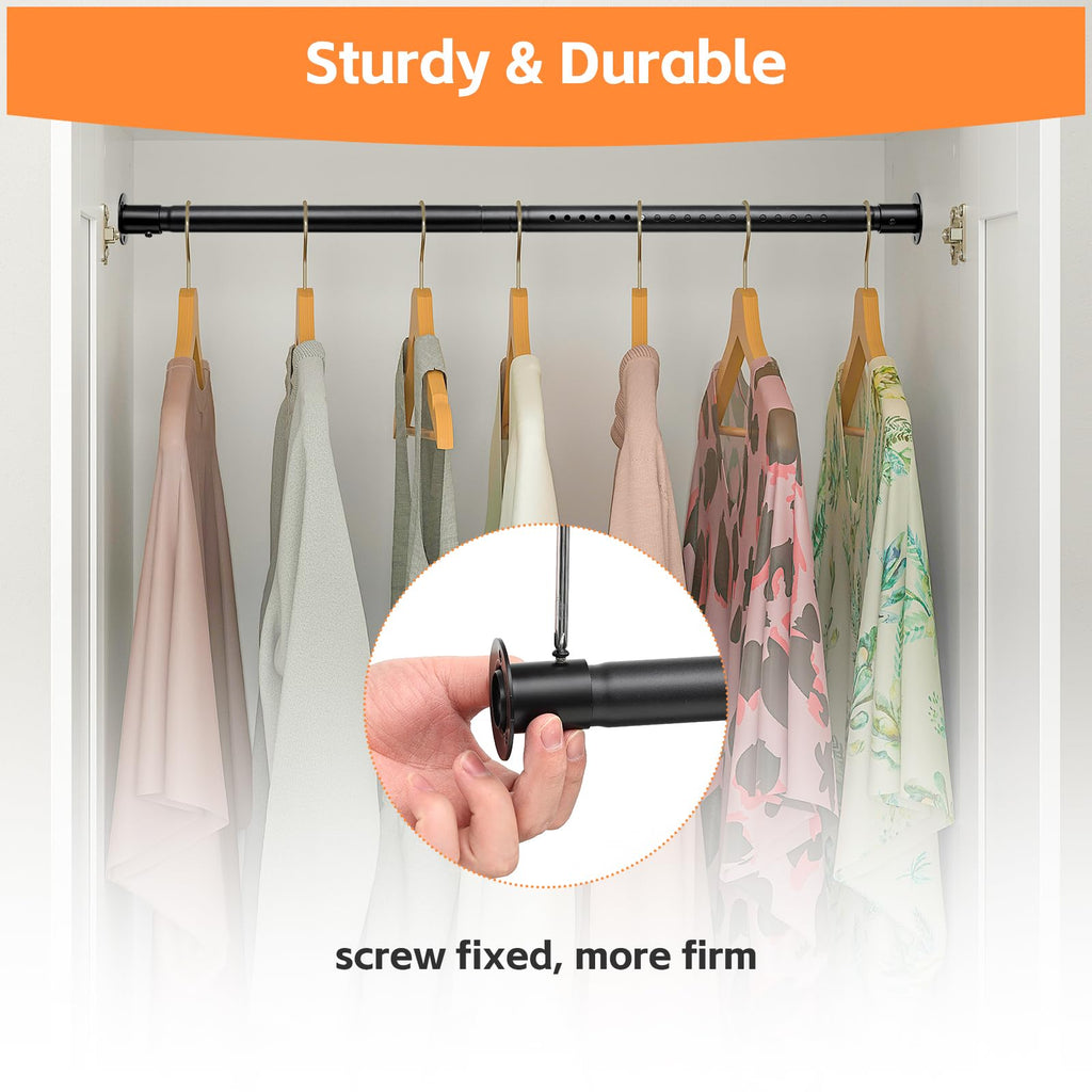 Closet Rods for Hanging Clothes, Heavy Duty Closet Rod 17-82 Inch Adjustable Clothes Hanging Bar Metal Shower Curtain Rods for Closet, Wardrobes, Bathroom, Windows