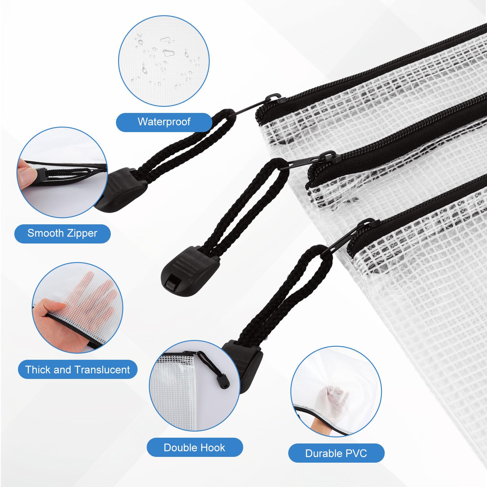 JMIATRY 30PCS Mesh Zipper Pouch Bags B4 Pochette Document Black Waterproof Pochette Plastique B4 Zipper Bag for Office Appliances and Home Organization