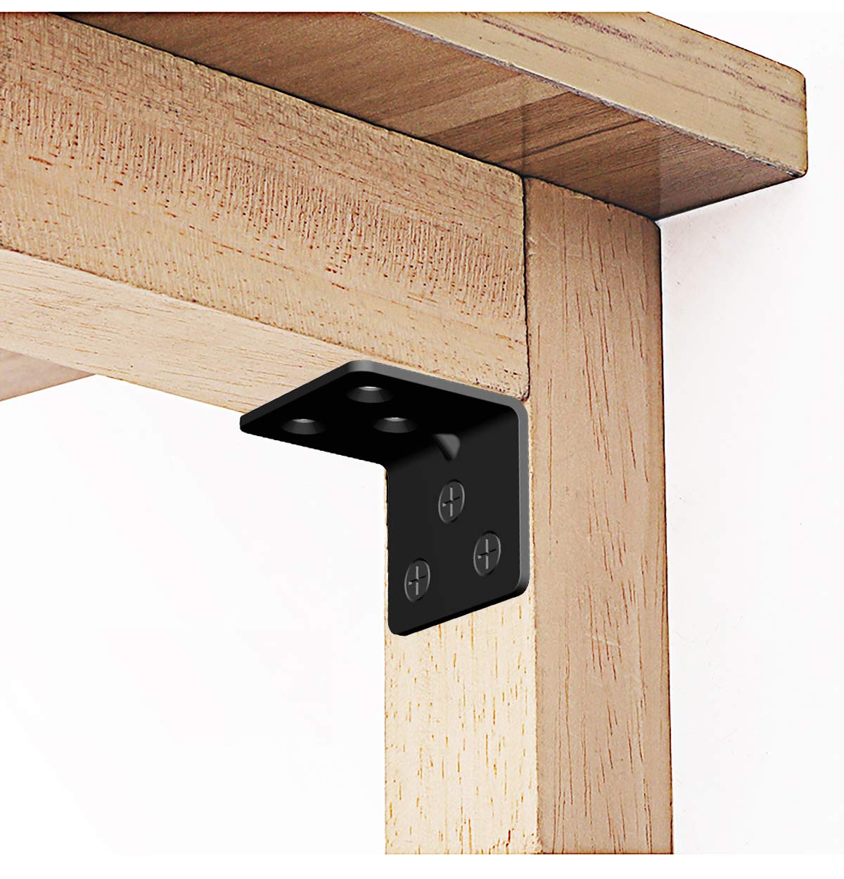 L Bracket,Heavy Duty Corner Brace,Stainless Steel Corner Bracket,Black Large Angle Brackets, Metal Iron Braces Brackets for Wood Aufuga (10 Pcs) (2X2X2'')
