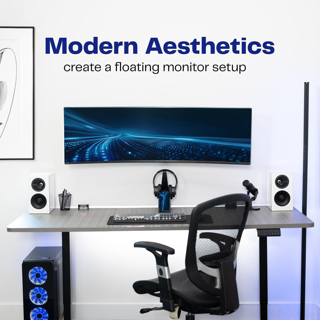 VIVO Full Motion Ultrawide Monitor Wall Mount, Fits Ultra-Wide Screens up to 49 inches and 44 lbs, Tilt and Swivel Arm, Black, MOUNT-VW01M