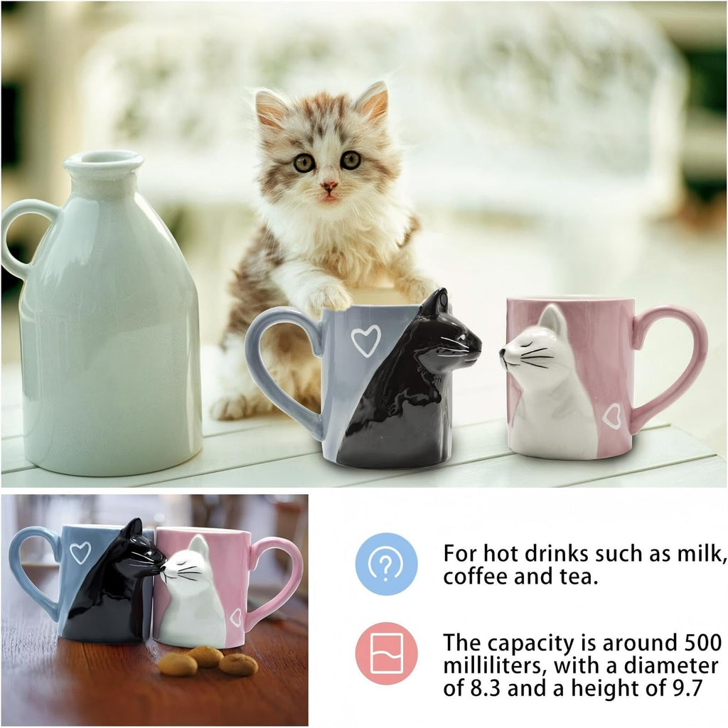 Couple Gifts Cute Kissing Cat Mug Matching Couples Stuff Ceramic Coffee Mugs for Wedding Gifts Anniversary Valentines Engagement Gifts for Couples Cat Lover