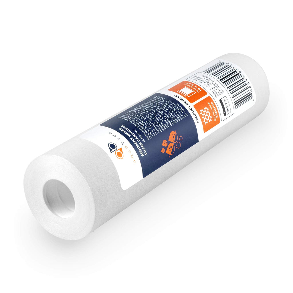 Aquaboon 5 Micron Water Filter 10" x 2.5" PP Universal Sediment Filters for Well Water - Water Filter Replacement Cartridge for Any Standard RO Unit Compatible with Aqua Pure AP110, AP101T (6 Pack)