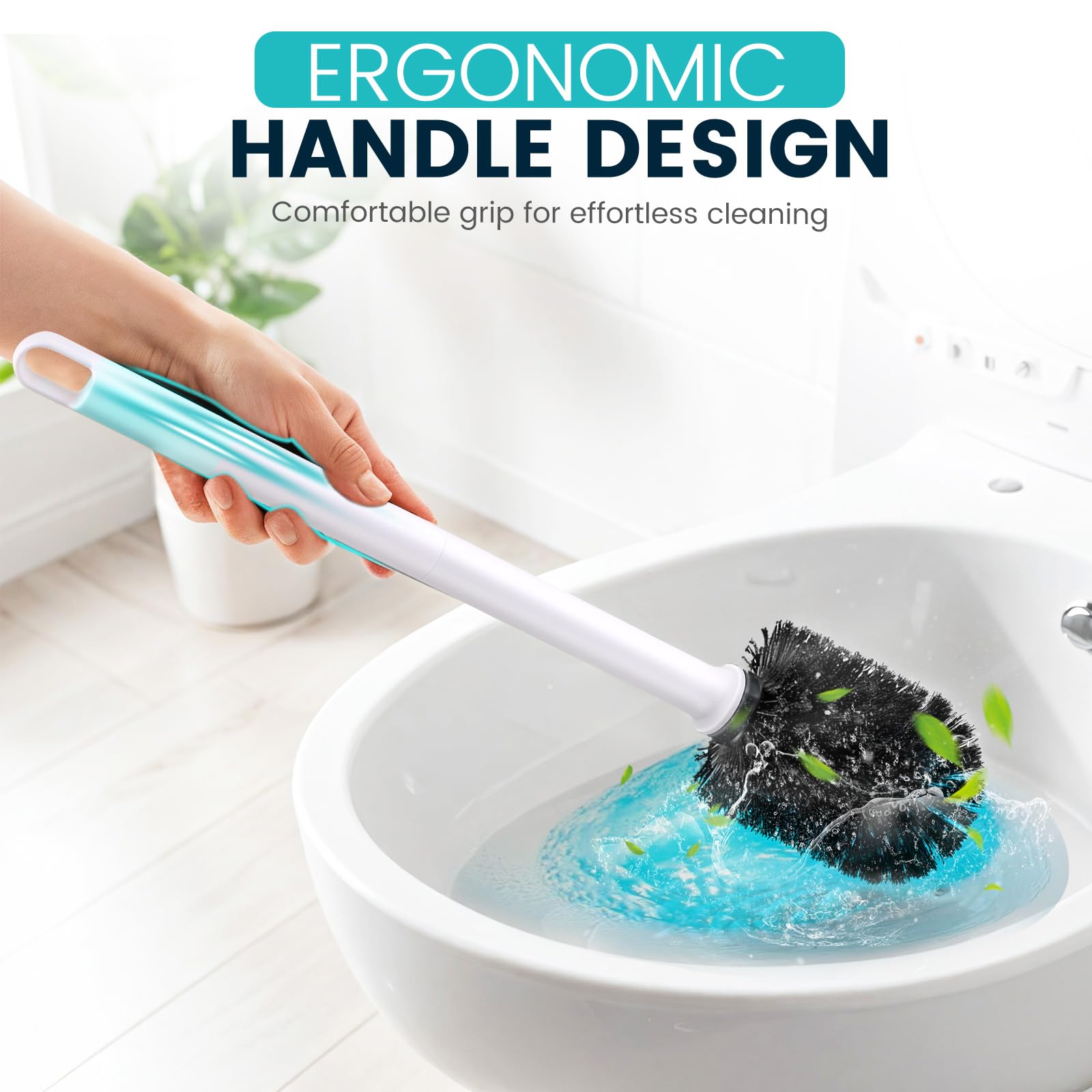 Toilet Brush Toilet Bowl Cleaner Brush and Holder with Dense Durable Scrubbing Bristles Black Toilet Scrubber for Bathroom Deep Cleaning