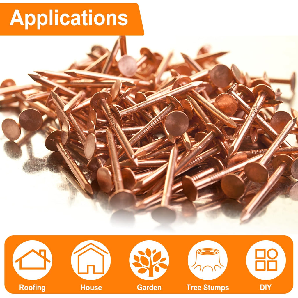1 Inch Copper Nails YuJingKey, 125Pcs, 99.9% Pure Copper Nail for Roofing Finish, Furniture, Boat, Stump Remover, Industry, DIY