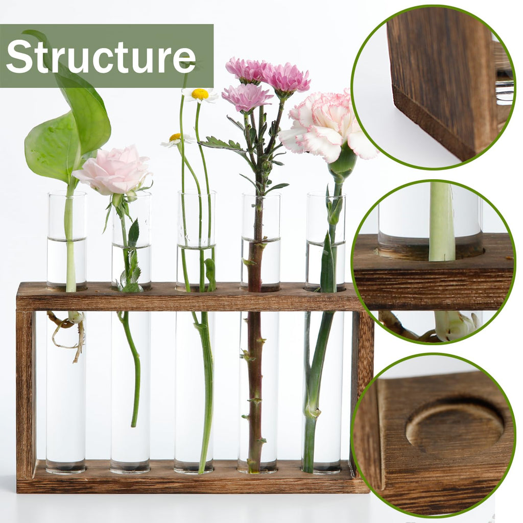 Decoration, Plant Propagation Station Decoration Maison Garden Decor, Indoor Home Office Desk Decor Plant Holder Flower Pot Gifts for Women Mom Best Friend Birthday Gifts 5 Planter Glass Vase