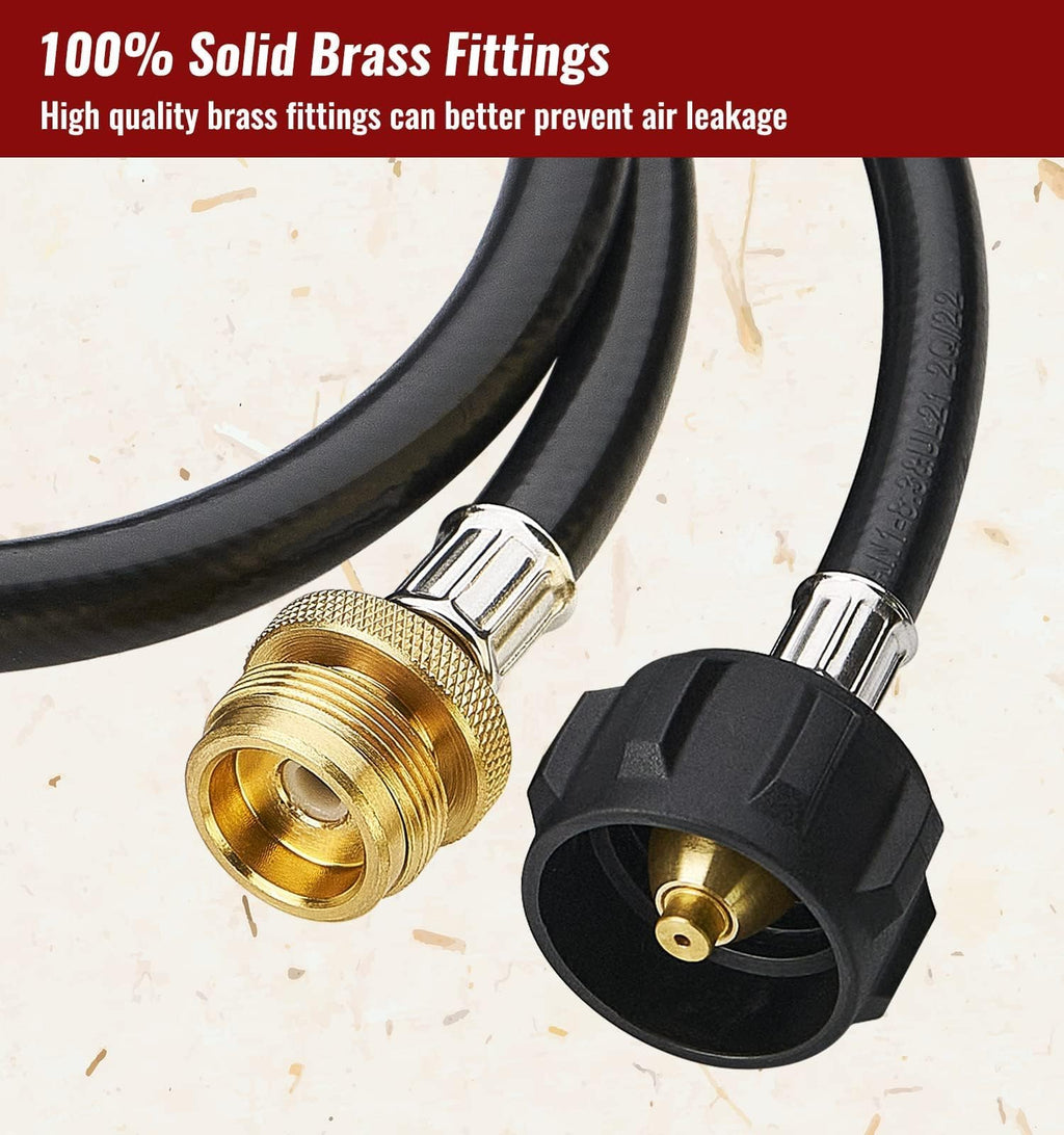 CALPOSE 6 Feet Propane Adapter Hose, 1lb to 20lb Adapter Converts 1lb Appliances to 5-40lb Tanks, Gas Hose for Weber Q, Coleman Grill, Buddy Heaters and More