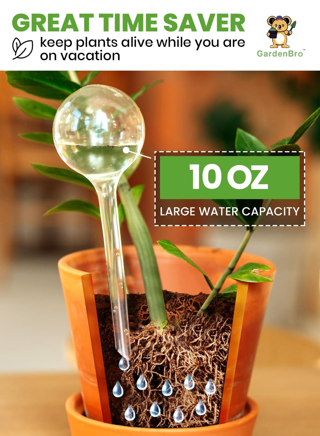Plant Watering Globes Plastic Set of 4 - Automatic Plant Waterer Indoor and Outdoor - Self Watering Planter Insert System with Plastic Water Bulbs Ideal Gift for Gardeners (4 Globes)