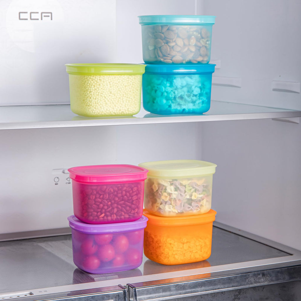 ANJUKE 7-Pack Meal Prep Containers with Lids (500mL / 2-Cup) - Airtight Reusable Plastic Food Storage Set, BPA-Free Stackable Lunch Boxes for Leftovers, Microwave & Freezer Safe