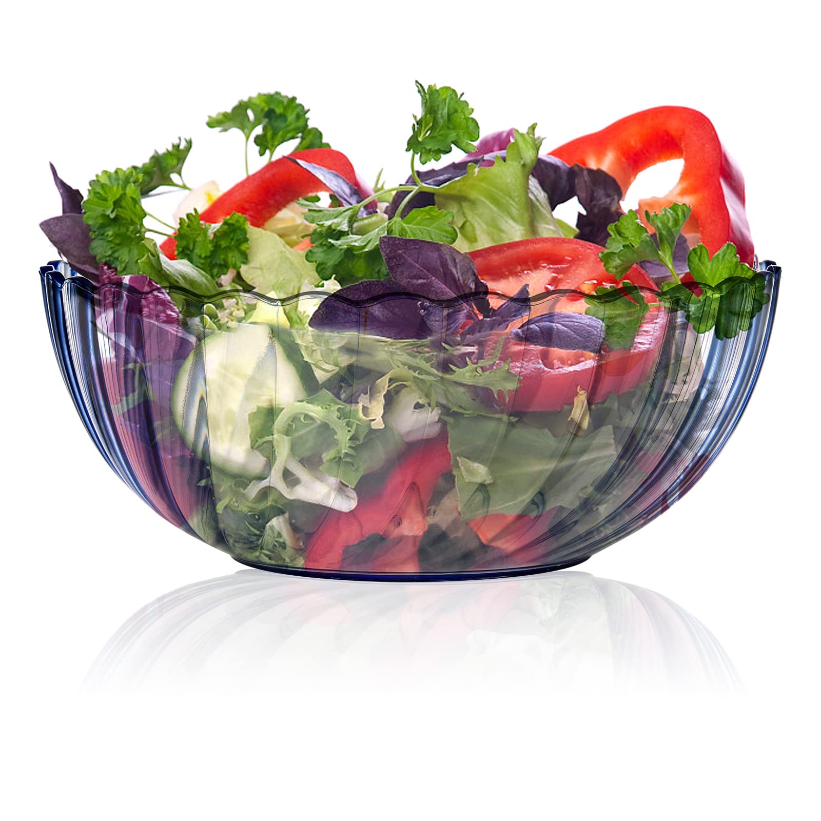 Fasmov 4 Pack Plastic Serving Bowls, Plastic Salad Mixing Bowls, 74oz Break Resistant Plastic Bowls for Salad, Fruit, Popcorn, Chip and Dip, Multicolor