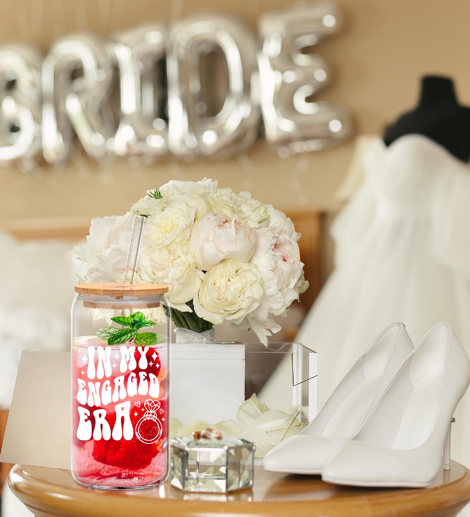 Mozaba Engagement Gift - Cool Engagement Party Gifts - Future Mrs Bride Gifts - Glass Cup