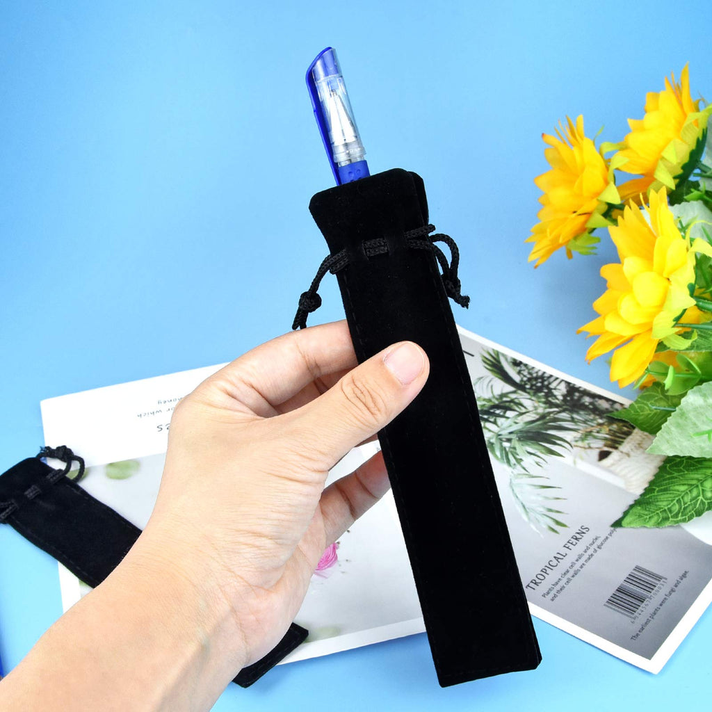 SUMERSHA 100pcs Velvet Pen Pouch Drawstring Pen Bag Single Pen Sleeve Holder for Office Business Gift