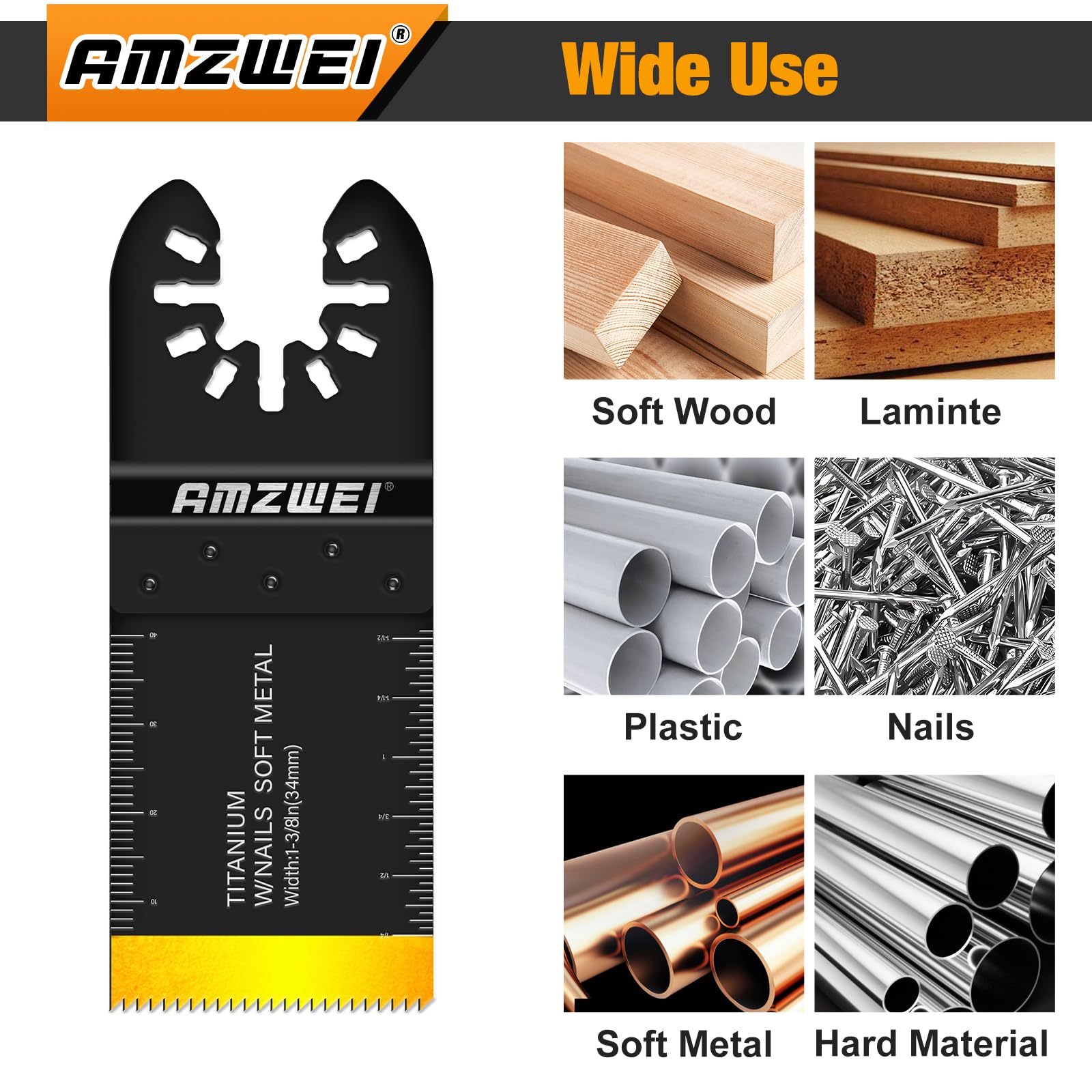 28PCS Oscillating Tool Blades, Professional Universal Titanium Multitool Blades for Wood Metal, Quick Release Compatible with Dewalt Ryobi Milwaukee Rockwell Fein