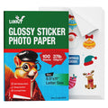 Uinkit 100 Sheets Printable Glossy Sticker Label Photo Paper Self Adhesive Sticky 8.5 x 11 6.5Mil for Dye Inkjet Printer A109 (100, 8.5x11Inches)