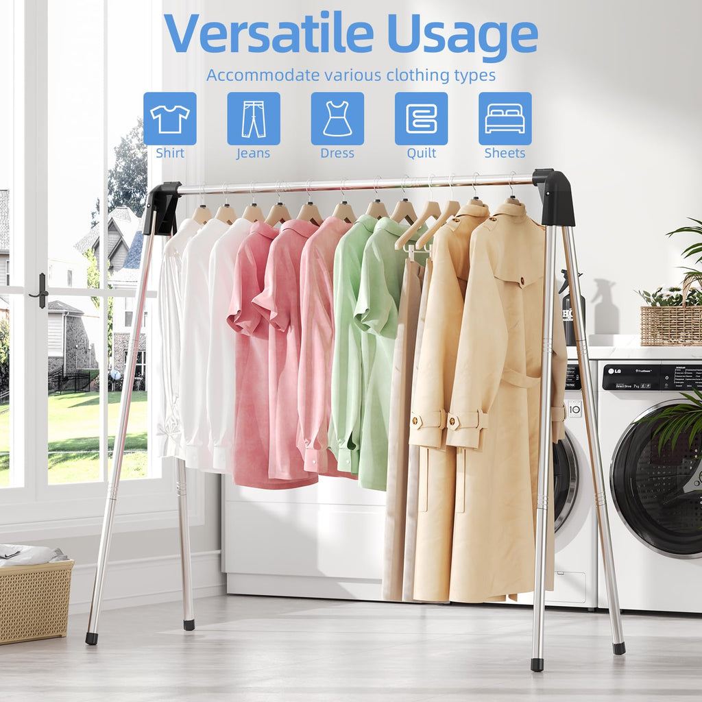 APEXCHASER Clothes Drying Rack, Foldable Clothes Rack, Stainless Steel Laundry Drying Rack, Collapsible Clothing Rack for Indoor & Outdoor, Drying Rack Clothes for Travel, 48.81 Inch