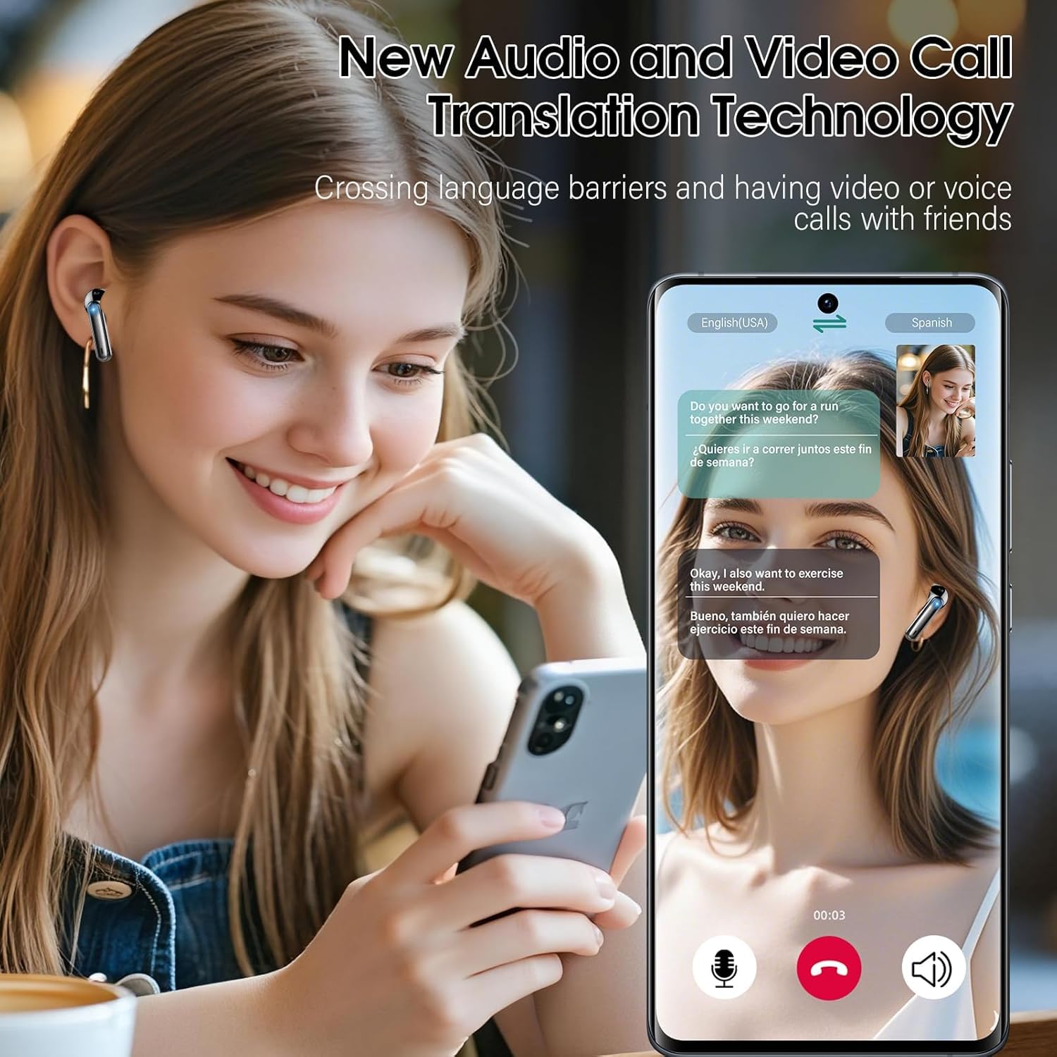 AI Language Translator Earbuds Real Time, 3 in 1 Simultaneous Interpretation Translator Earbuds with 164 Languages/6 Translation Modes, 40H Translation Headphones with ENC Mic Business/Learning/Travel