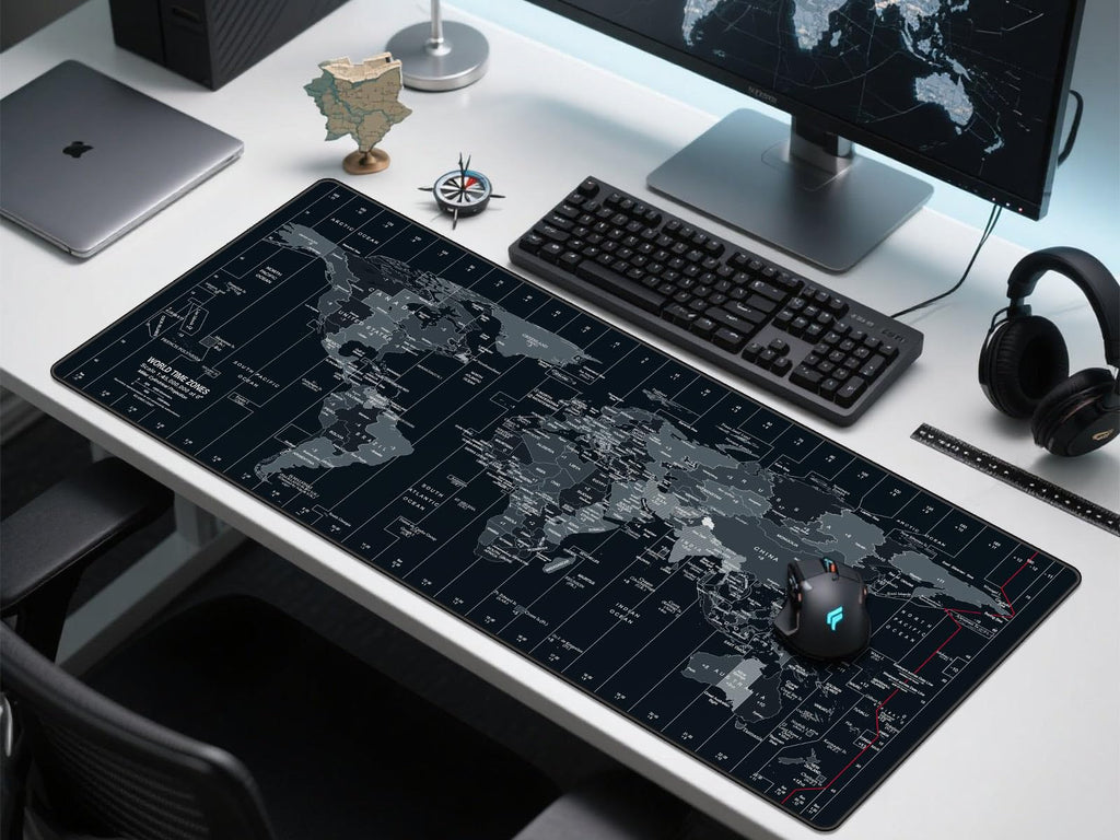 Anpollo Extended Speed Gaming Mouse Pad Large Size 35.4 x 15.7 inches Desk Mat Mousepad with Personalized Design - Black World Map