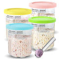 4 Pack Creami Containers Compatible with Ninja NC500 and NC501 Series Ice Cream Makers, Reusable Ice Cream Pints and Lids Replacement Parts Fit for Ninja Creamy