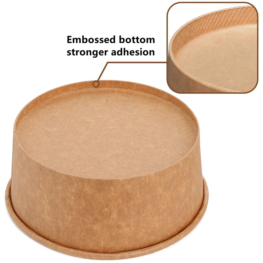 Lyellfe 50 Pack Kraft Paper Bowls with Lid, 25 Oz Disposable Soup Salad Serving Bowls, To Go Food Container for Party Dessert, Ice Cream, Yogurt, Microwave Freezer Safe