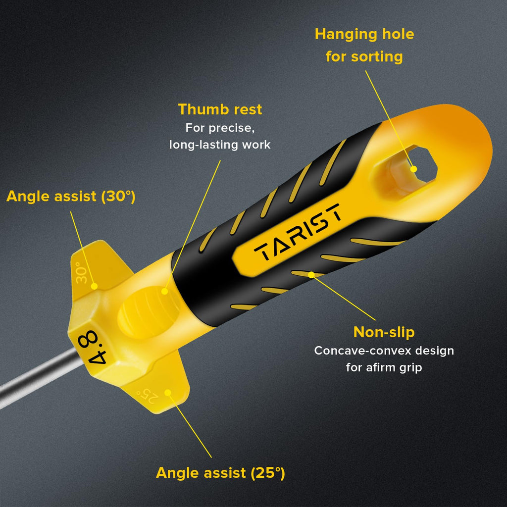 TARIST 6PCS Chainsaw File with Handle - Includes 5/32", 3/16", 7/32" Round Files, Professional Chain Saw Sharpening Files