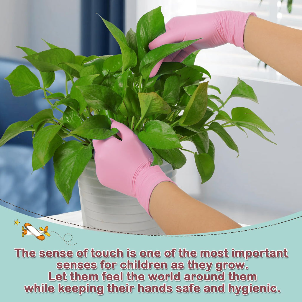 KAHACIYO Kids Nitrile Gloves, Disposable Nitrile Gloves for 4-10 Years - Latex and Powder Free -Kid Size for Cooking, Gardening Crafting, Painting, Cooking, Cleaning(100PCS)