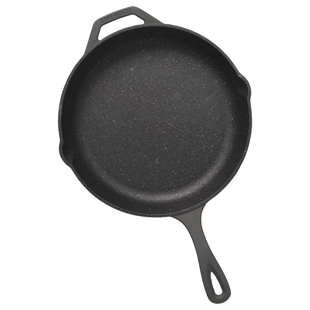 Starfrit The Rock 30cm (12") Non-Stick Skillet - Durable Cast Iron - Oven Safe - PFOA Free - Easy to Clean - Black