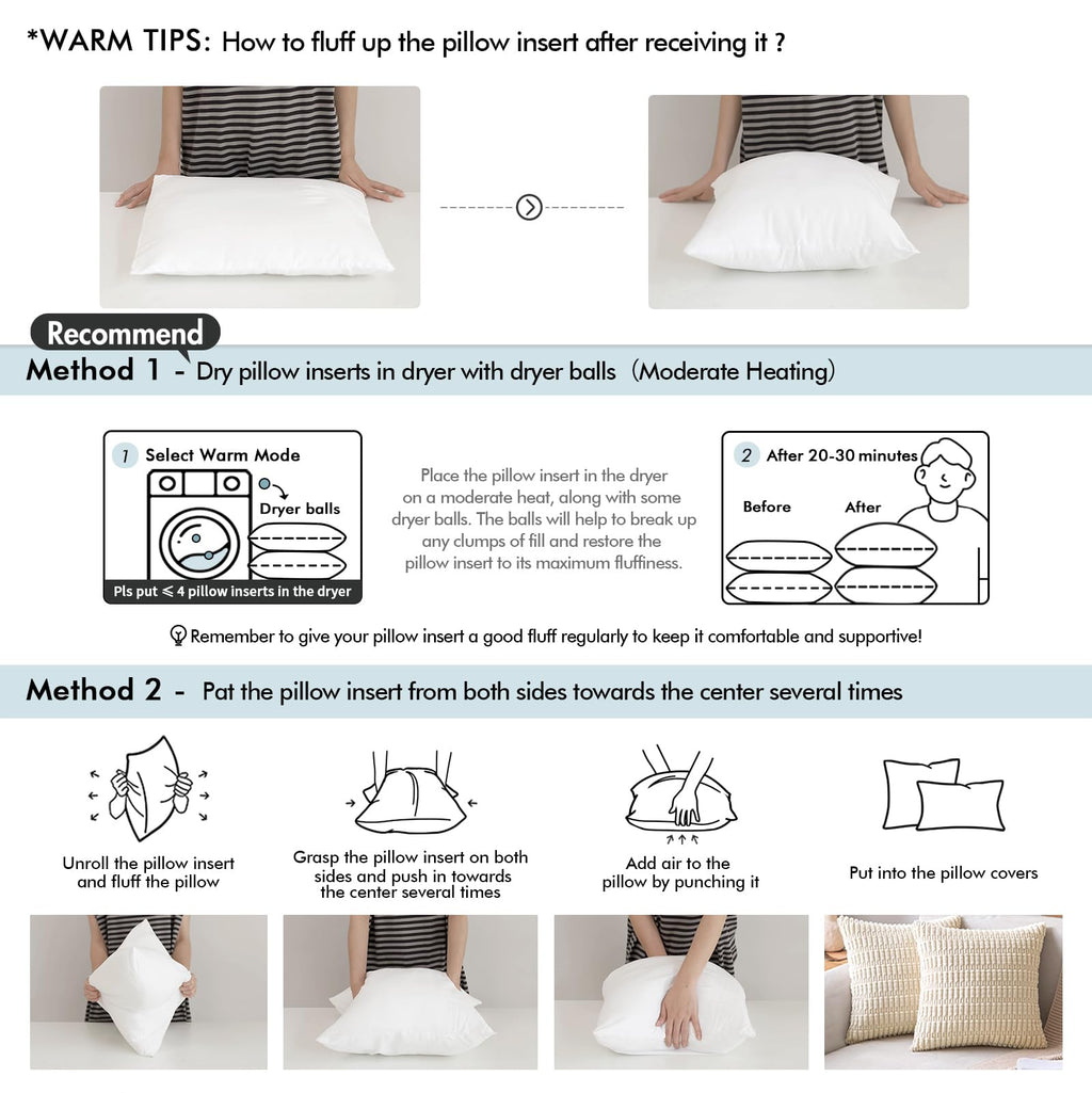 MIULEE Pack of 2 Pillow Insert 12x20 Inches Outdoor Waterproof Throw Pillow Insert Premium Hypoallergenic Stuffer Sham Rectangle for Bed Couch Sofa Cushion Patio Furniture