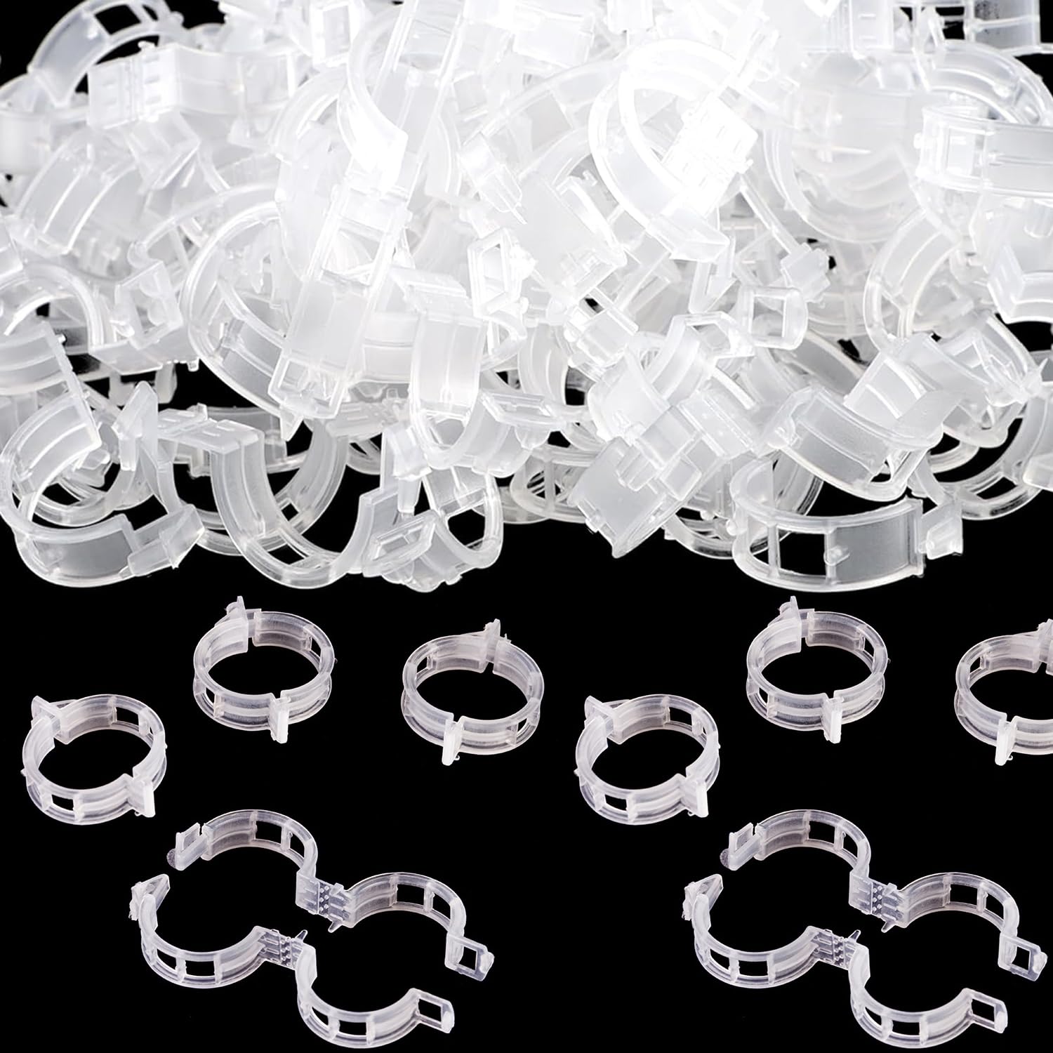 Plastic Tomato Clips, 2025 Upgrade Secured Plant Support Clips for Climbing Plant, Plastic Trellis Clip for Fixing Stem and Vine (300PCS)