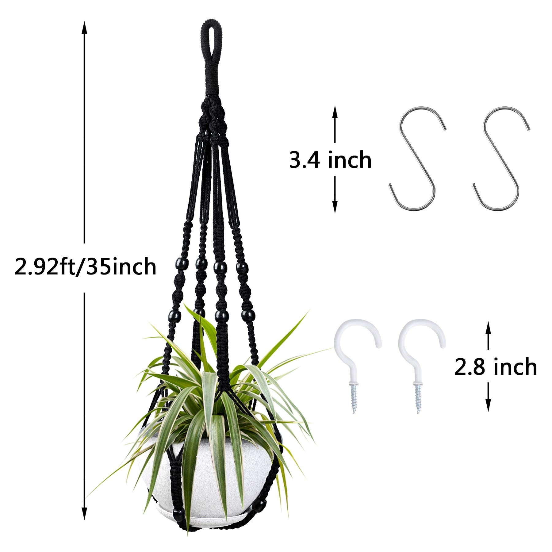 Augshy Macrame Hanging Planter, Set of 2 Hanging Planters, Indoor Outdoor Decor Handmade Hanging Plant Holder(35 Inch)