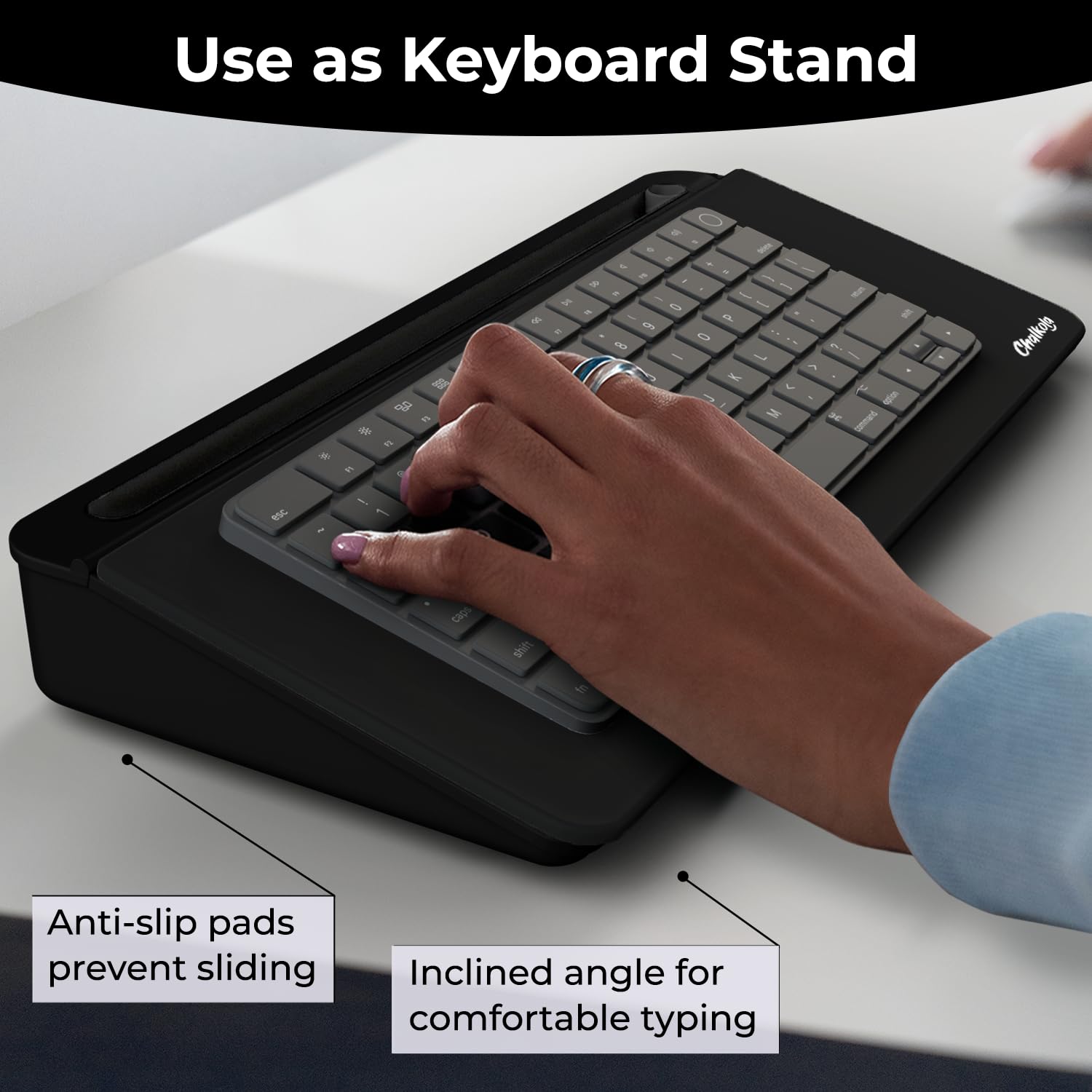 Chalkola Black Glass Desktop Whiteboard with Storage - Dry Erase Board, Work Desk Organizers, Computer Keyboard Stand, Home Office Desk Accessories, Workspace Desktop Buddy + 3 Markers