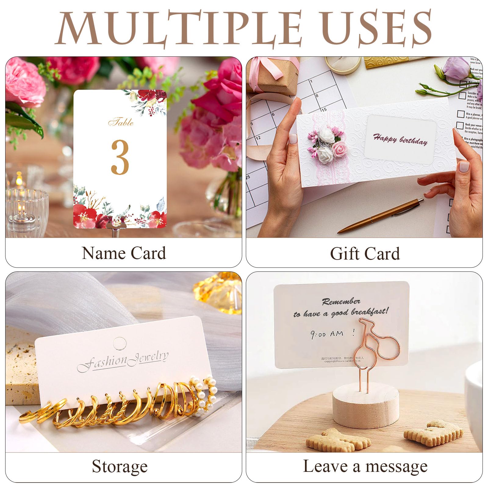 Akamino 600 Pcs Blank Kraft Paper Cards, Premium Blank White Cards Mini Business Card, Small Note Card, Message Vocabulary Card, Index Cards for Festival ThanksgivingThank You, DIY Craft Project