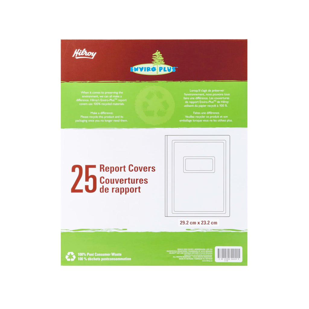 Hilroy 3-Prong Report Covers, 8-1/2" x 11", 25 Per Pack, Assorted Colours (06249)