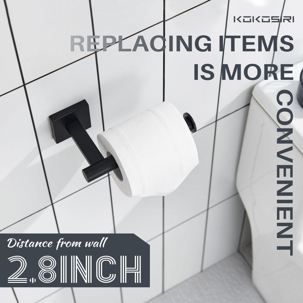 KOKOSIRI Toilet Paper Holder for Bathroom Toilet Roll Holder Hold Mega Rolls Wall Mounted, Matte Black Stainless Steel B2008BK