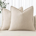 MIULEE Linen Pillow Covers Pack of 2 Decorative Throw Pillow Covers Soft Accent Boho Farmhouse Couch Pillowcases Modern Home Decors for Sofa Cushion Living Room Bed 18x18 Inch Natural Beige