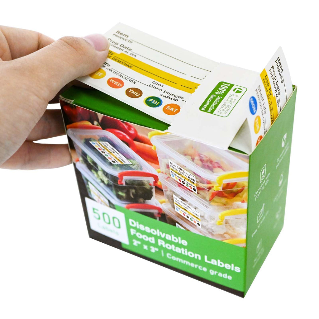 L LIKED 2x3 Inches Dissolvable Food Rotation Labels, 500 Pcs Dissolved Freezer Labels for Storage Containers, Canning, Jam Jar, Mason Jars