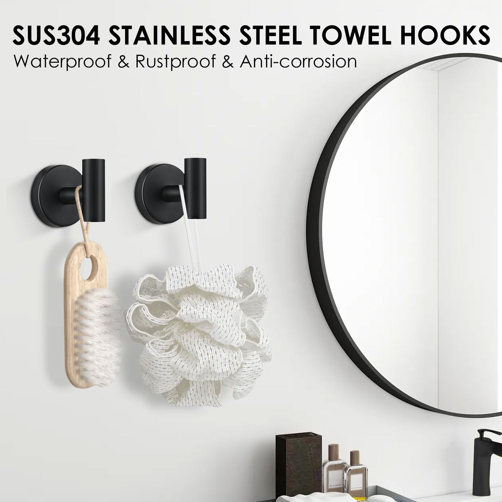 Bathroom Accessories Set,5PCS Black Bathroom Accessories Rustproof,Anti-Drop Design Toilet Paper Roll Holder,16-Inch Towel Bar,Unique Oval Hand Towel Holder,2 Towel Hooks for Bedroom,Kitchen,Entrance