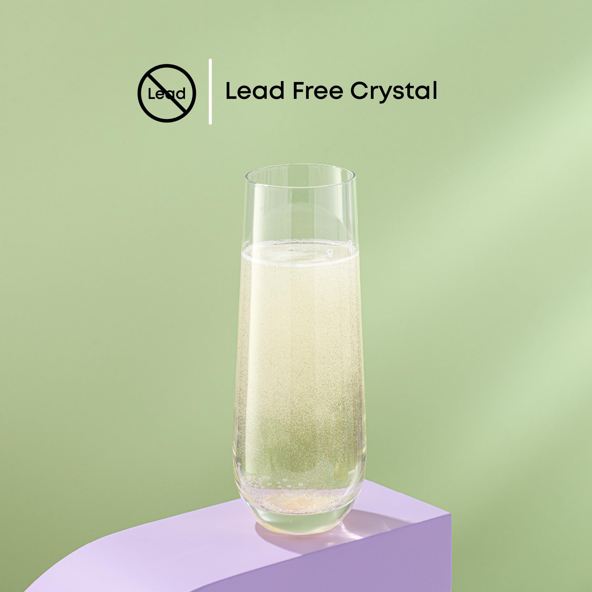 JoyJolt Milo Stemless Champagne Flutes Set of 8 Crystal Glasses. 9.4oz Champagne Glasses. Prosecco Wine Flute, Mimosa Glasses Set, Cocktail Glass Set, Water Glasses, Highball Glass, Bar Glassware