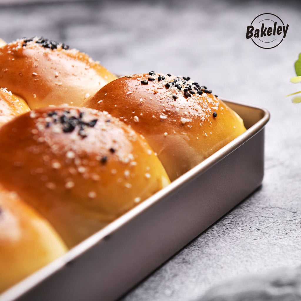 Bakeley Baking Sheet Pan, 11-Inch Baking Sheet Pan Non-Stick Square Baking Pan Jelly Roll Bakeware for Oven Roasting 11.2" × 11.2" × 1.38" (Champagne Gold)