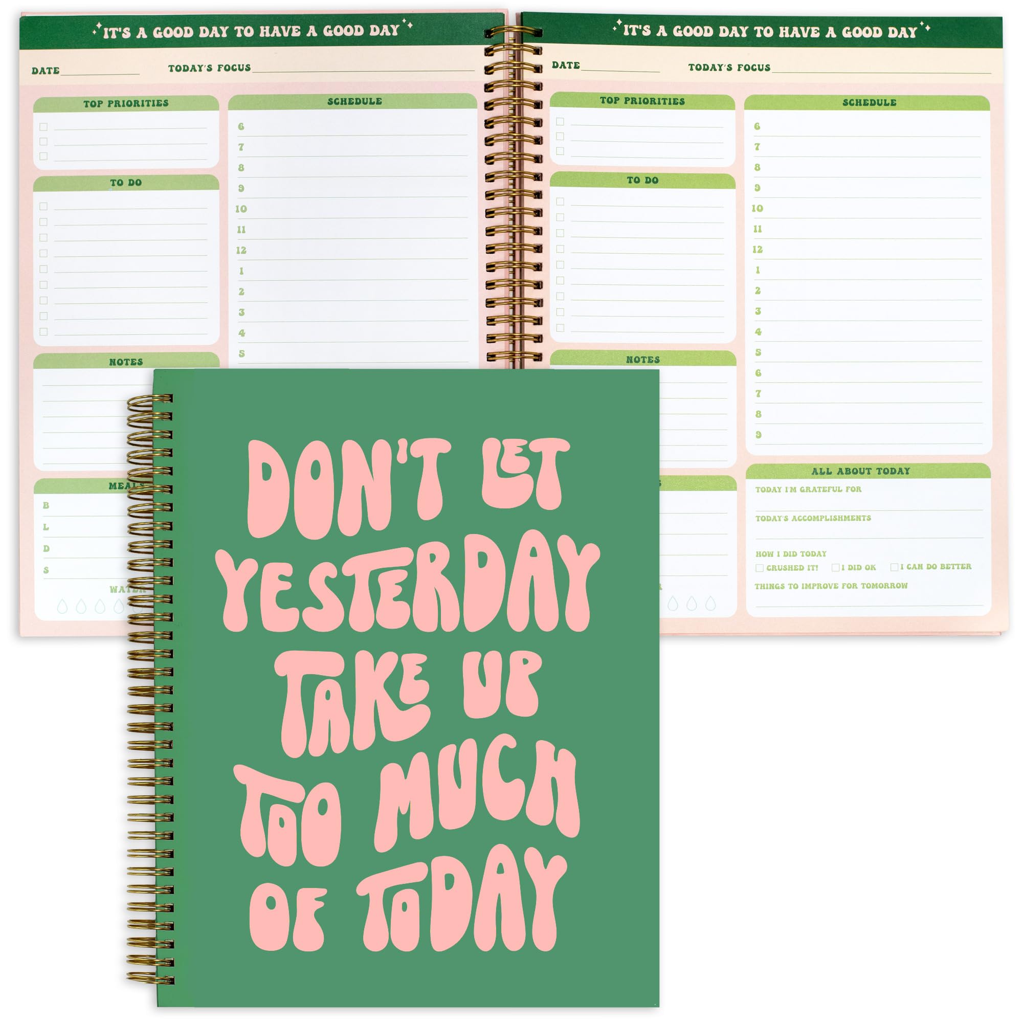 THiNKABLE Undated Daily Planner Notebook 8.5x11, Cute Notebook, Pink Green To Do List Large Hardcover Spiral Schedule Planner, Inspirational Quote Students Girls Teens (PLANNER PARENT)